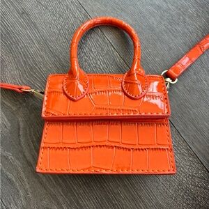 Orange Faux Croc Mini Bag